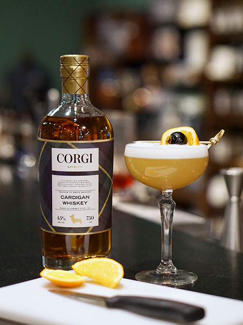 WHISKEY SOUR 2 oz Cardigan Whiskey .75 oz fresh lemon juice .75 oz simple syrup 1 small egg white Add all ingredients to a cocktail shaker, and dry shake. Add ice to the shaker and shake well. Strain into a chilled coupe or cocktail glass or over ice into a rocks glass.
